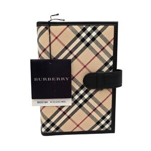 Burberry Nova Check Canvas Leather 6-Ring Planner Agenda BES194 Tan Black